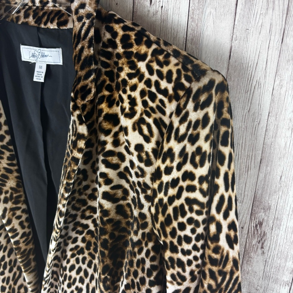 Libby Edelman Leopard Print Faux Fur Notch Collar Blazer Size Medium - Picture 5 of 8